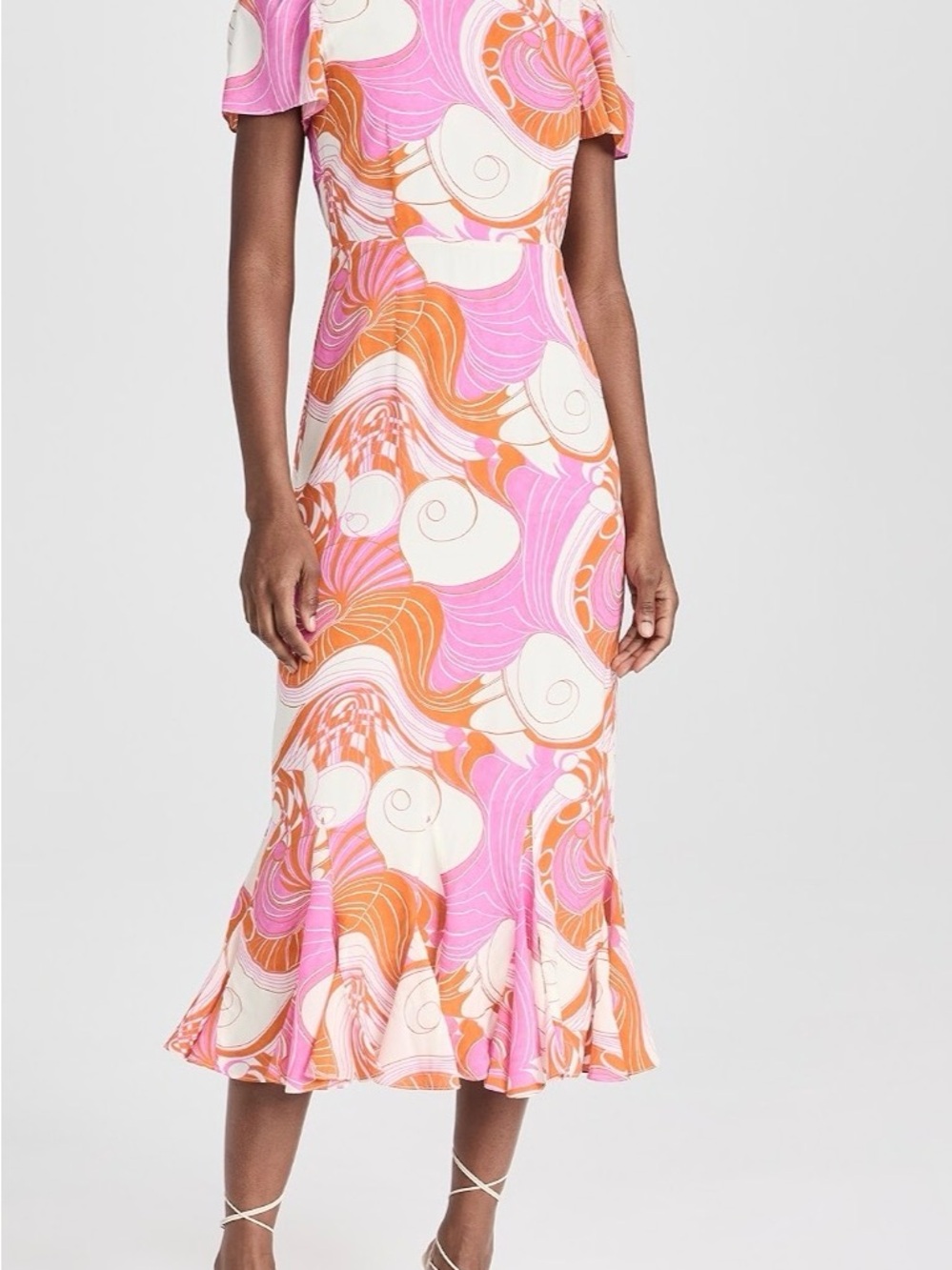 RHODE Lulani Midi Dress in Pink Deco Surf